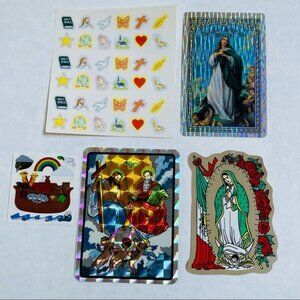 Assorted Religious Strickers Noahs Ark Mary Jesus Heart Angels Art Crafts